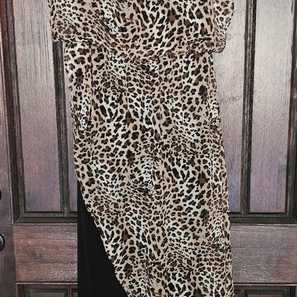 Last Tango Leopard Print Jumpsuit with Chiffon Overlay Large - Picture 5 of 17